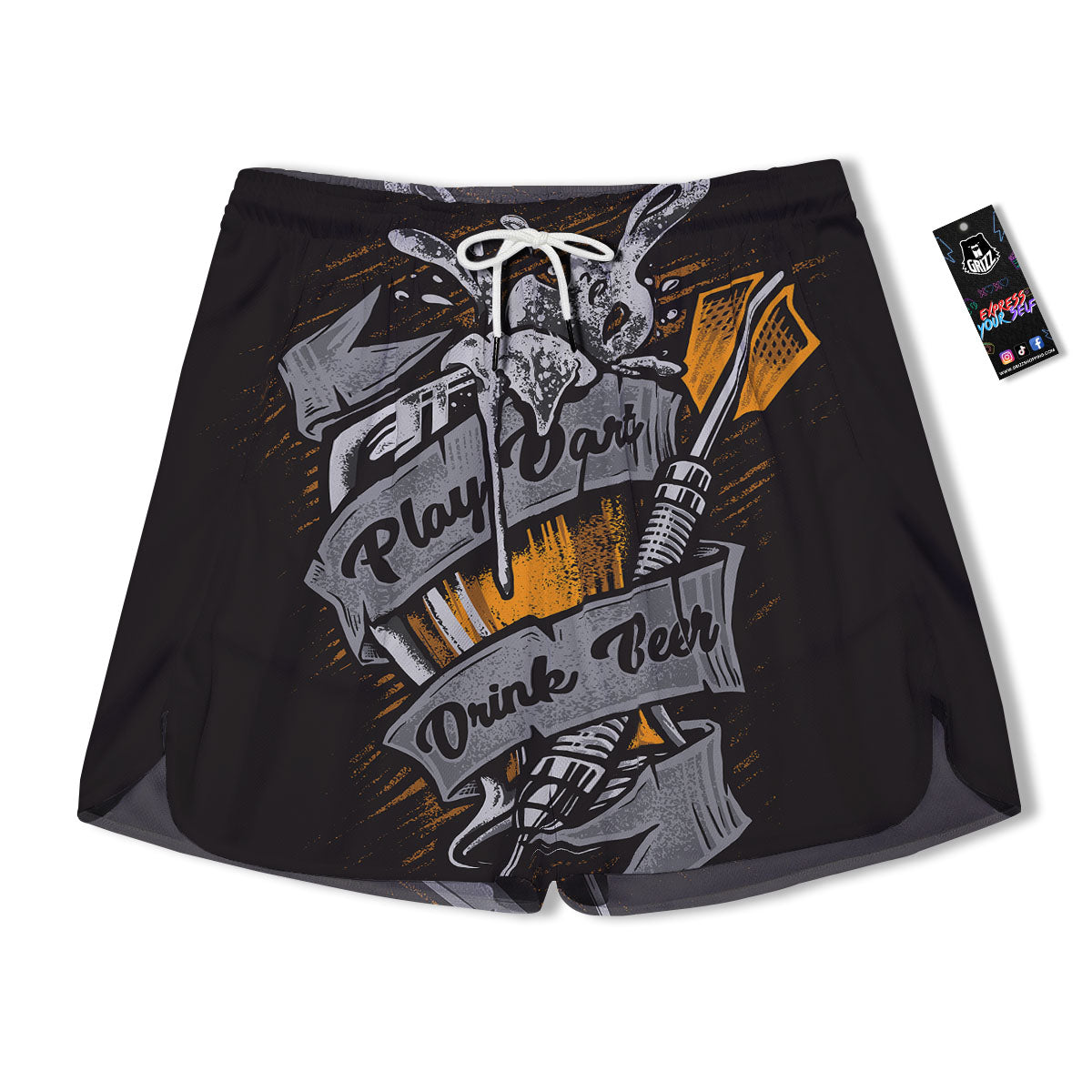 Play Dart Drink Beer Print Men's Running Shorts-grizzshop
