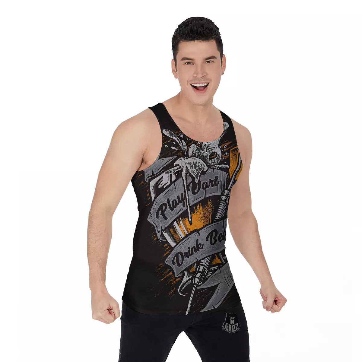 Play Dart Drink Beer Print Men's Tank Top-grizzshop