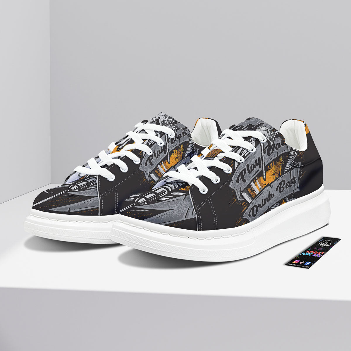 Play Dart Drink Beer Print Platform Shoes-grizzshop