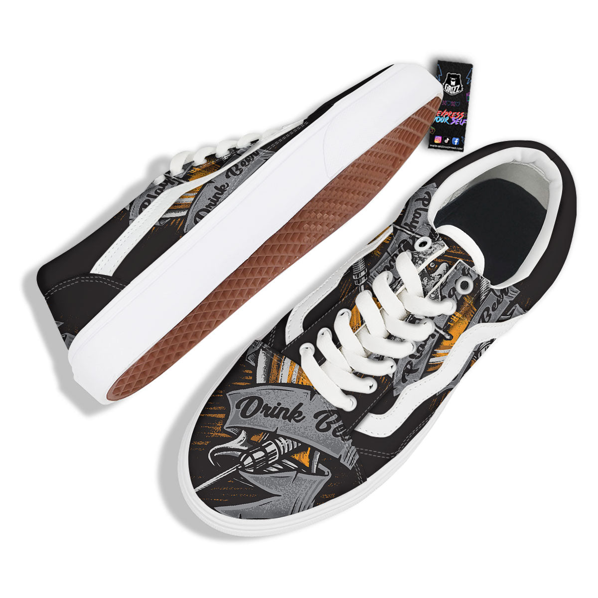 Play Dart Drink Beer Print Skate Shoes-grizzshop