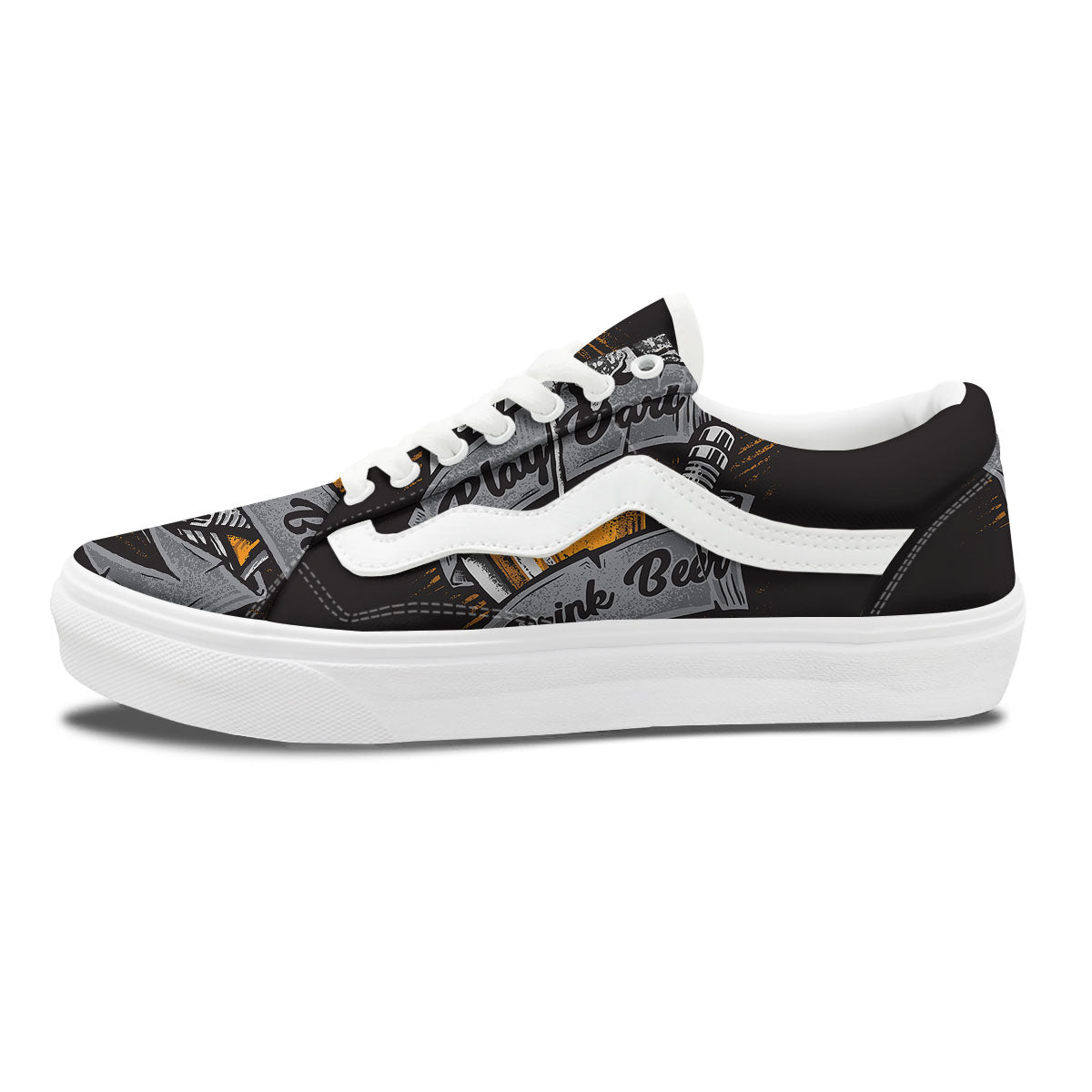 Play Dart Drink Beer Print Skate Shoes-grizzshop