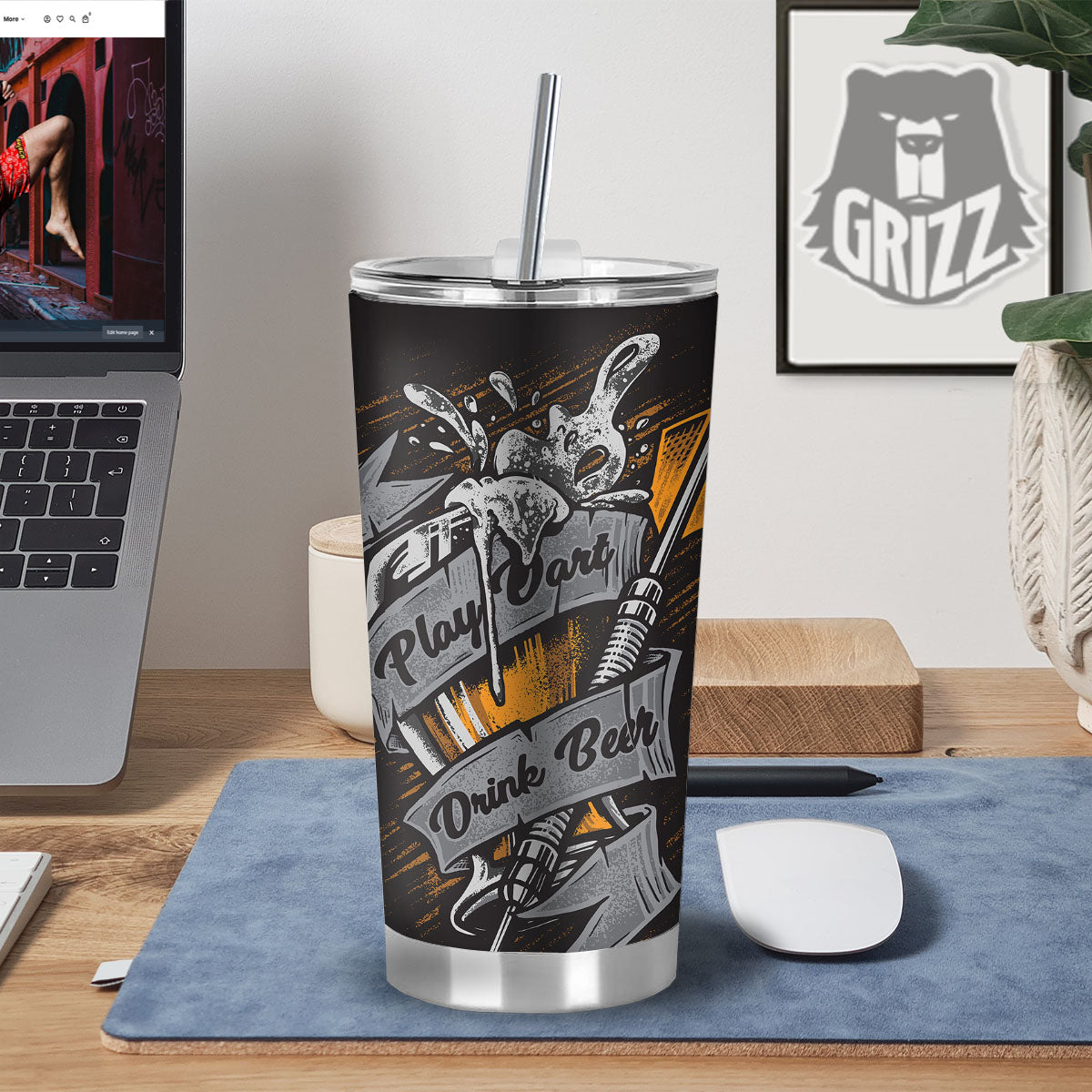 Play Dart Drink Beer Print Tumbler-grizzshop