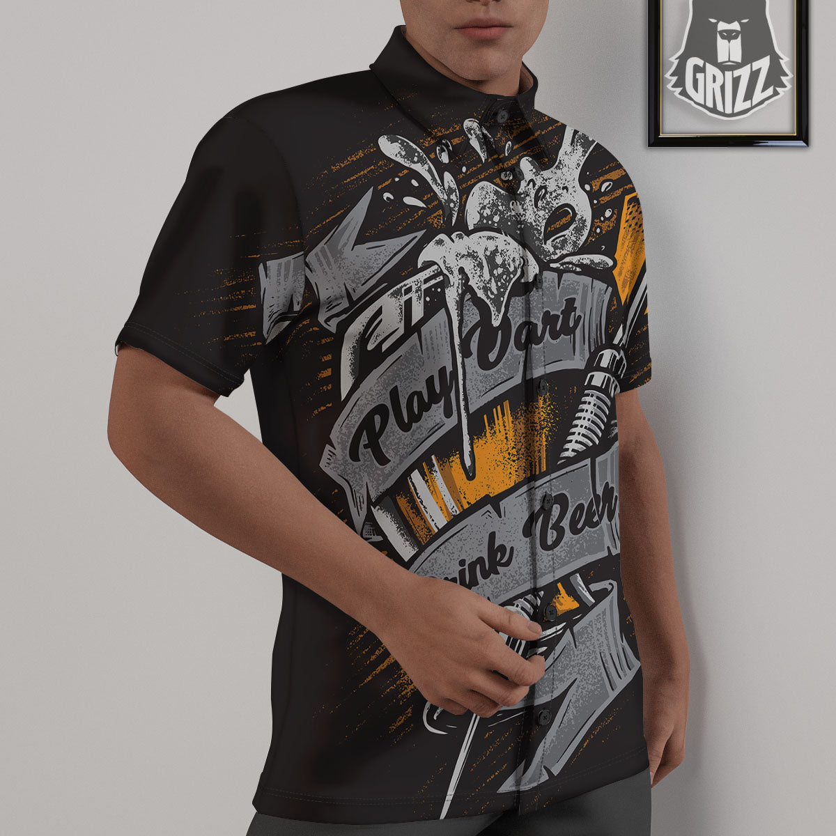 Play Dart Drink Beer Print Untucked Shirts-grizzshop