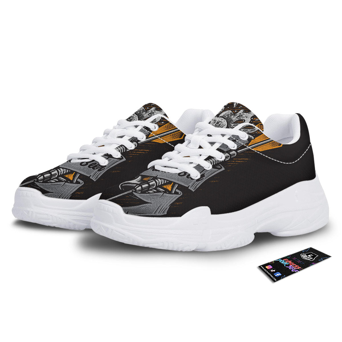 Play Dart Drink Beer Print White Chunky Shoes-grizzshop