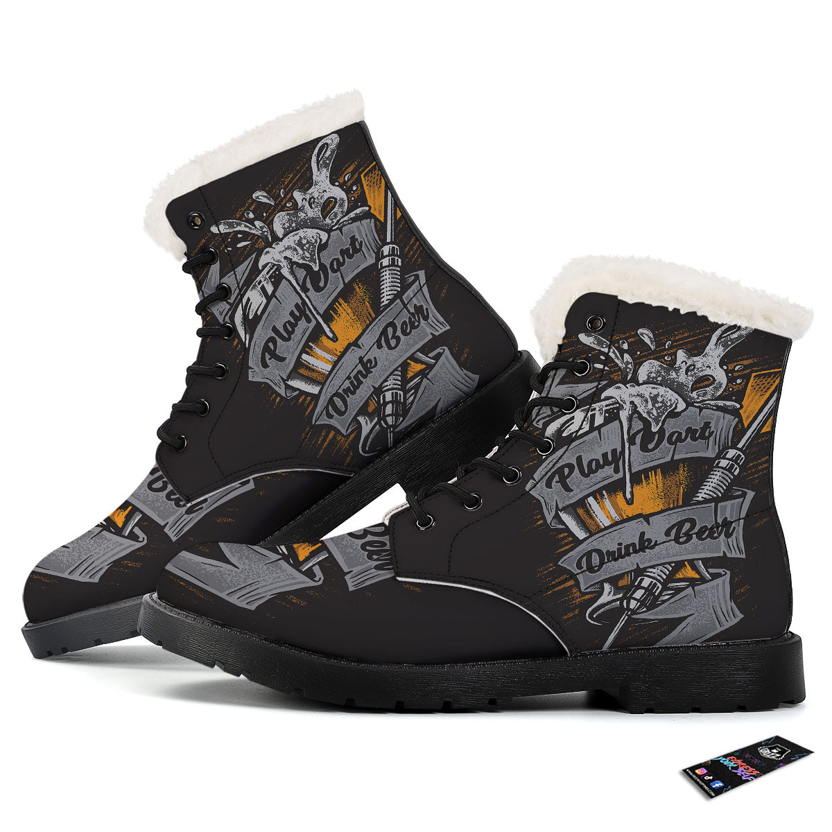 Play Dart Drink Beer Print Winter Boots-grizzshop