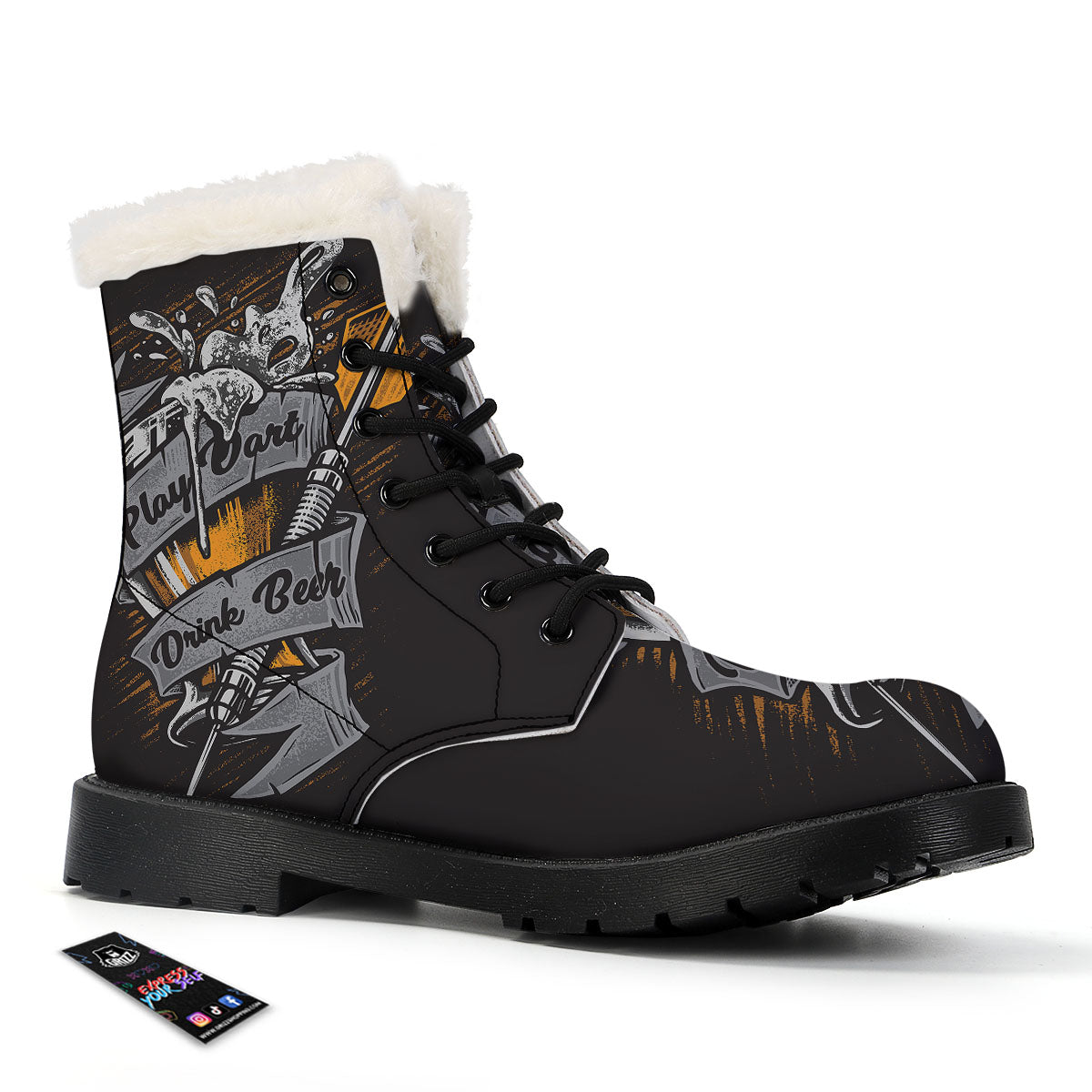 Play Dart Drink Beer Print Winter Boots-grizzshop