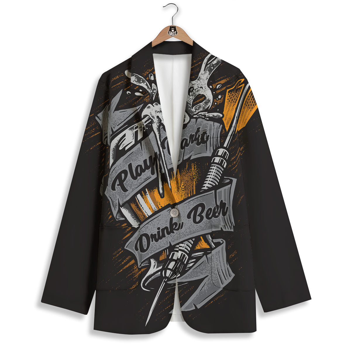 Play Dart Drink Beer Print Women's Blazer-grizzshop