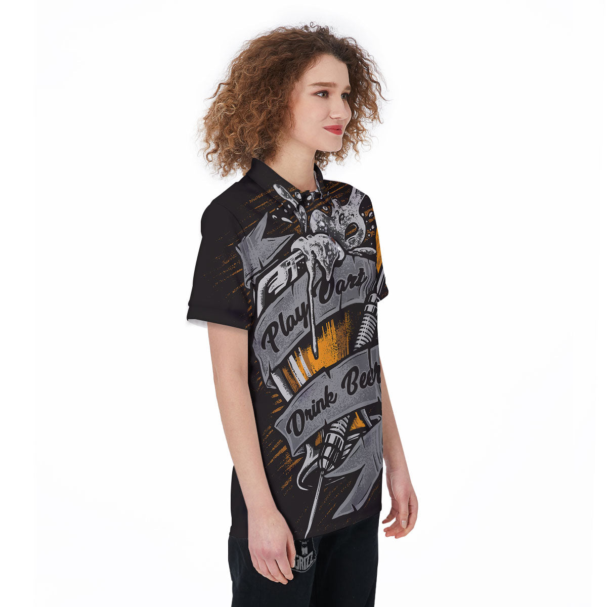Play Dart Drink Beer Print Women's Golf Shirts-grizzshop