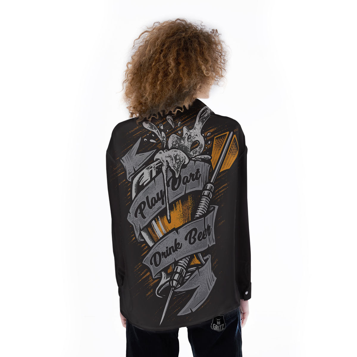 Play Dart Drink Beer Print Women's Long Sleeve Shirts-grizzshop