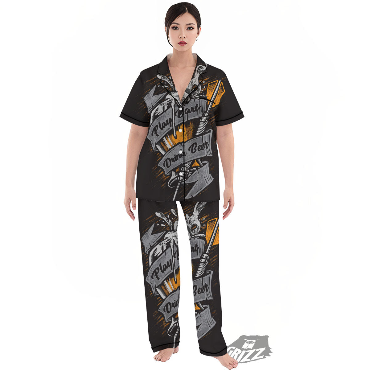 Play Dart Drink Beer Print Women's Pajamas Set-grizzshop