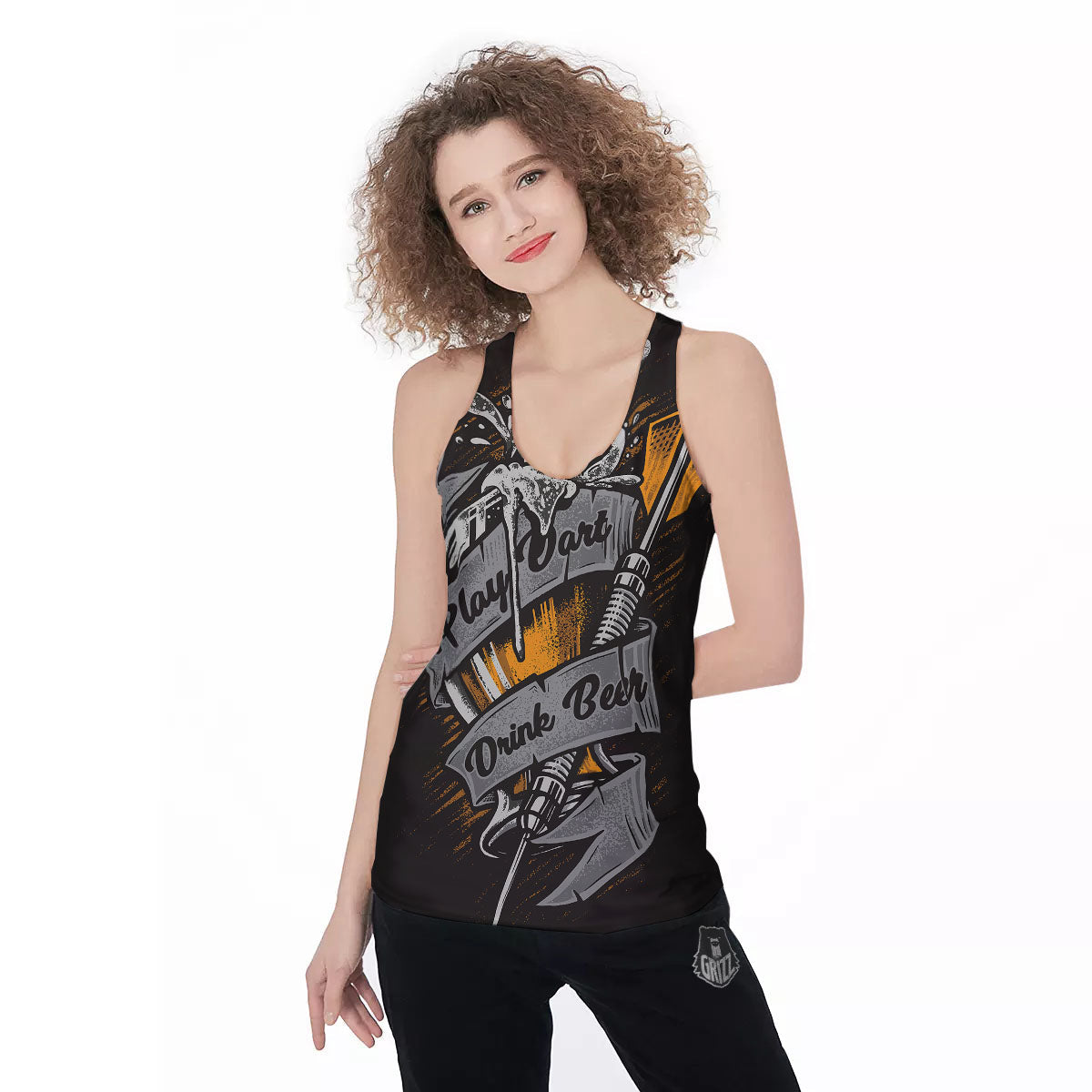Play Dart Drink Beer Print Women's Racerback Tank Top-grizzshop