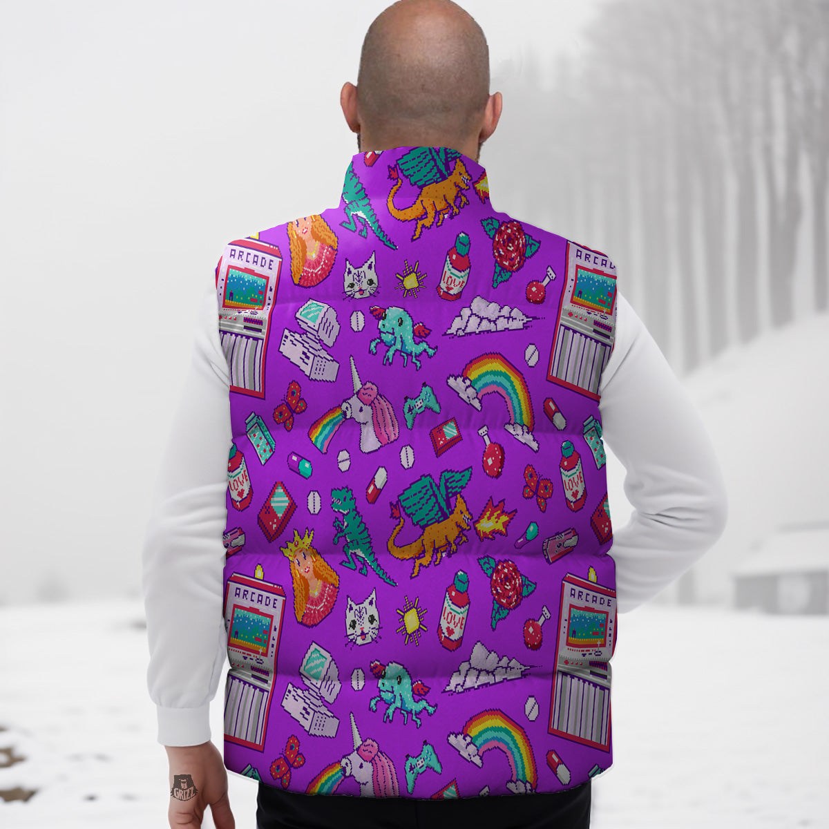 Playing Card Casino Poker Pattern Print Down Vest
