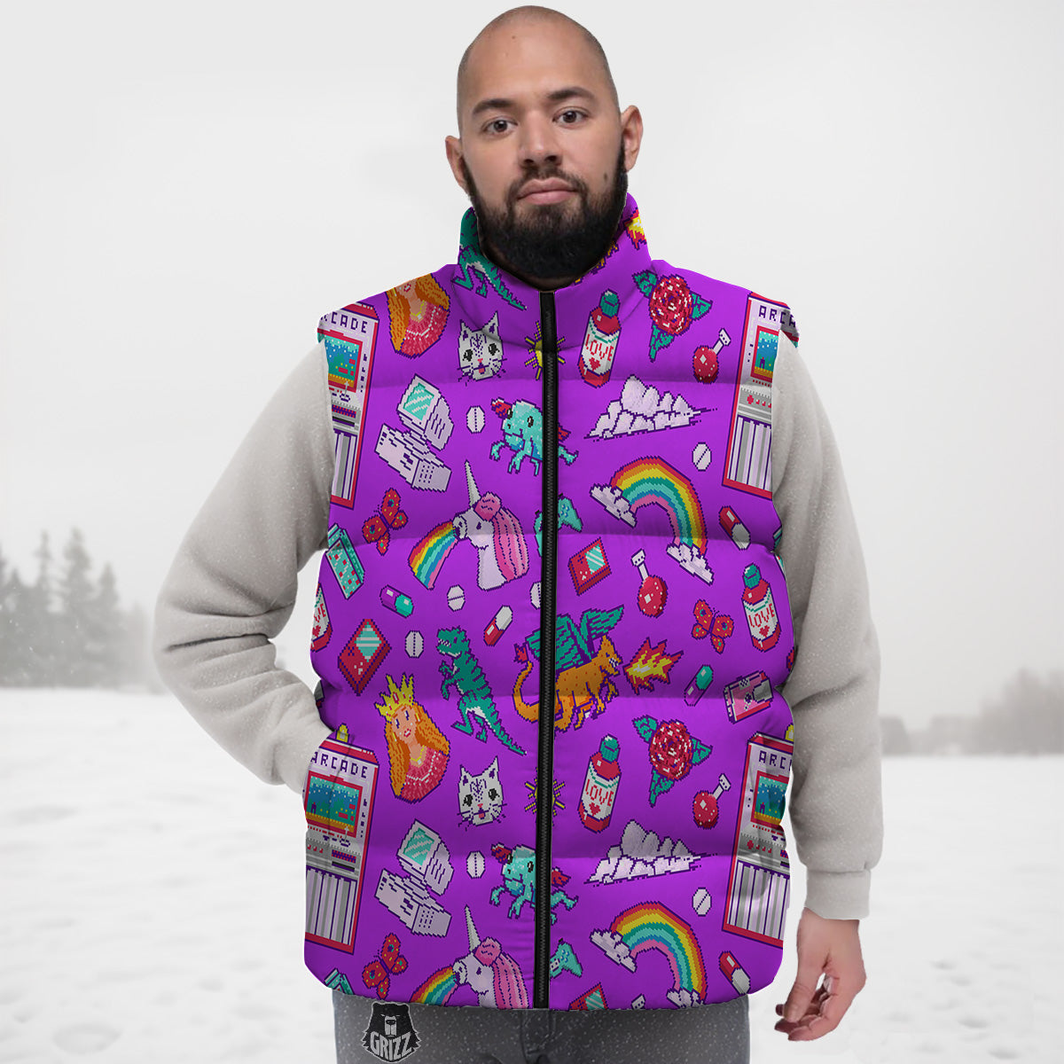 Playing Card Casino Poker Pattern Print Down Vest