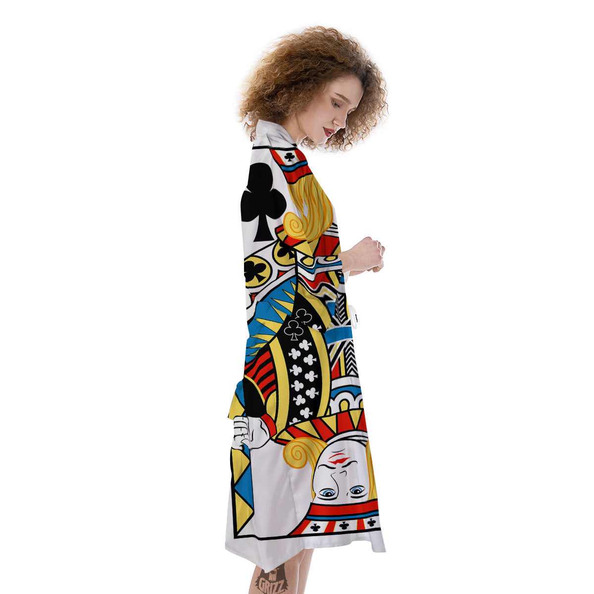 Playing Card Jack Of Clubs Print Kimono-grizzshop