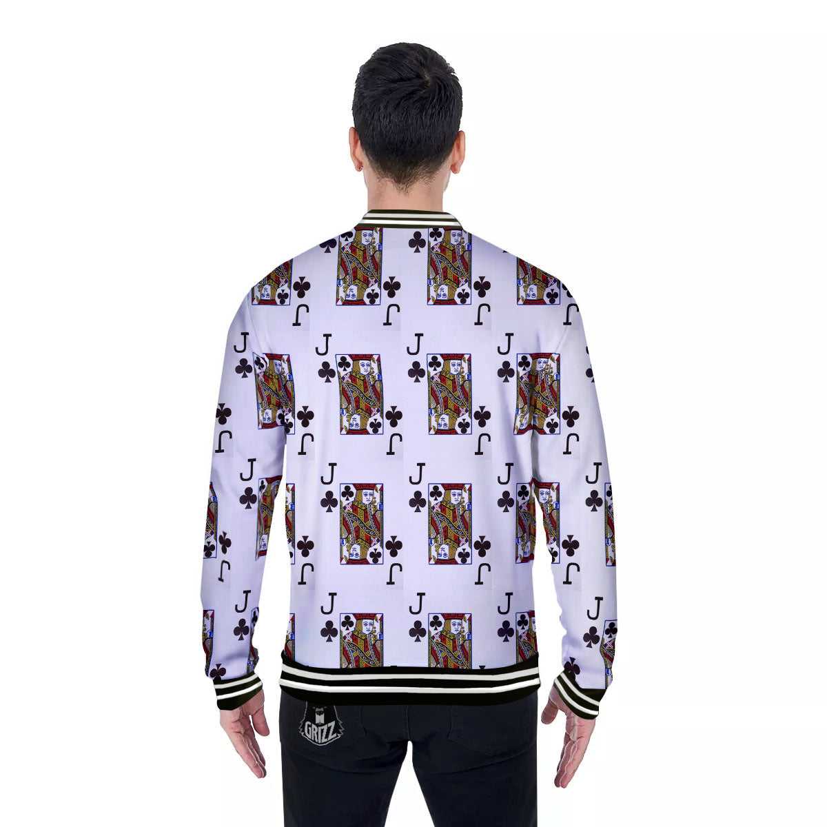 Playing Card Jack Of Clubs Print Pattern Baseball Jacket-grizzshop