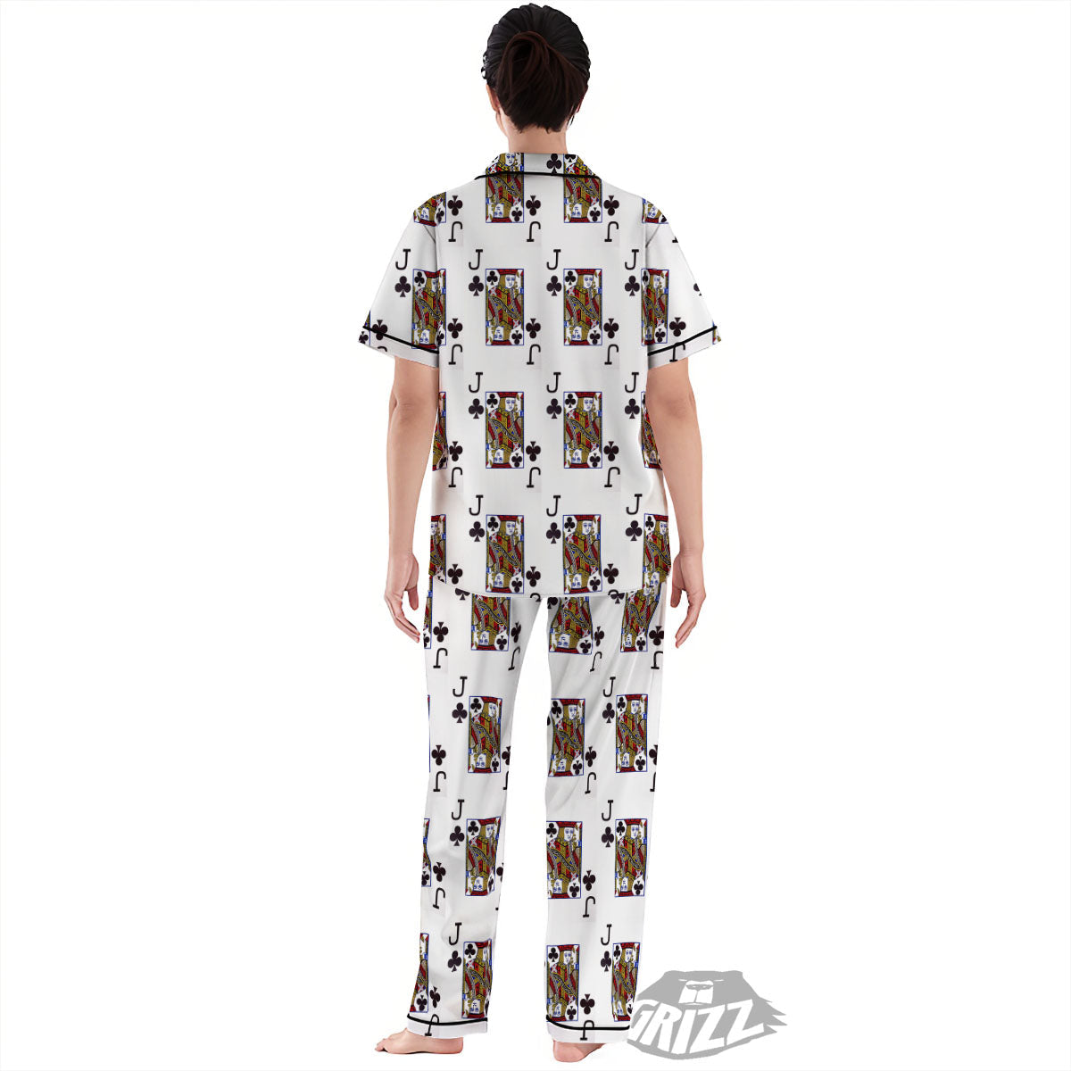 Playing Card Jack Of Clubs Print Pattern Women's Pajamas Set-grizzshop