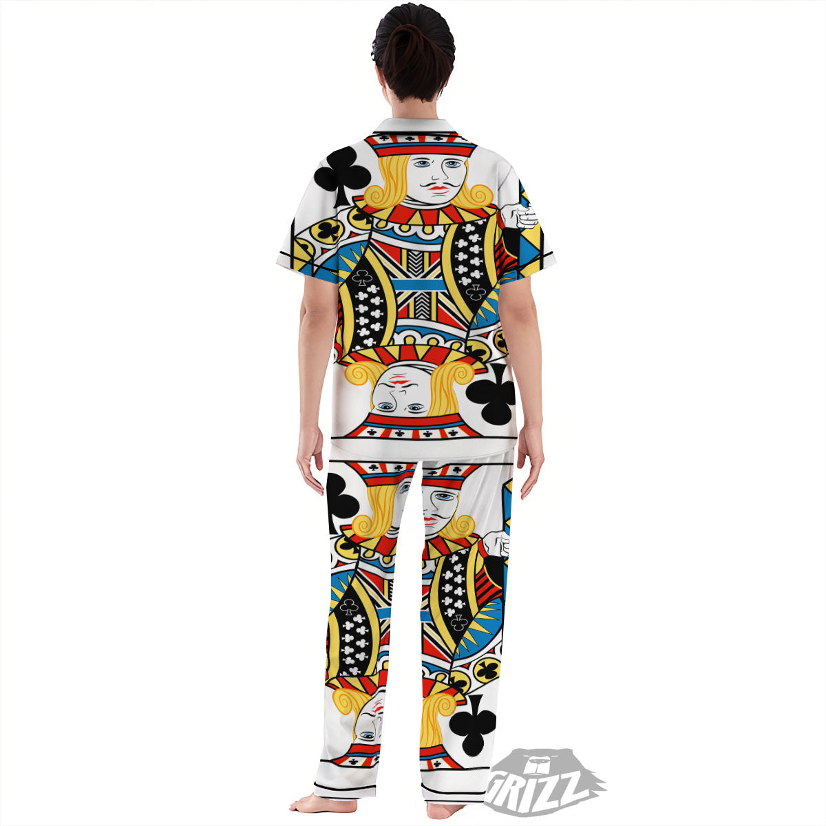 Playing Card Jack Of Clubs Print Women's Pajamas Set-grizzshop