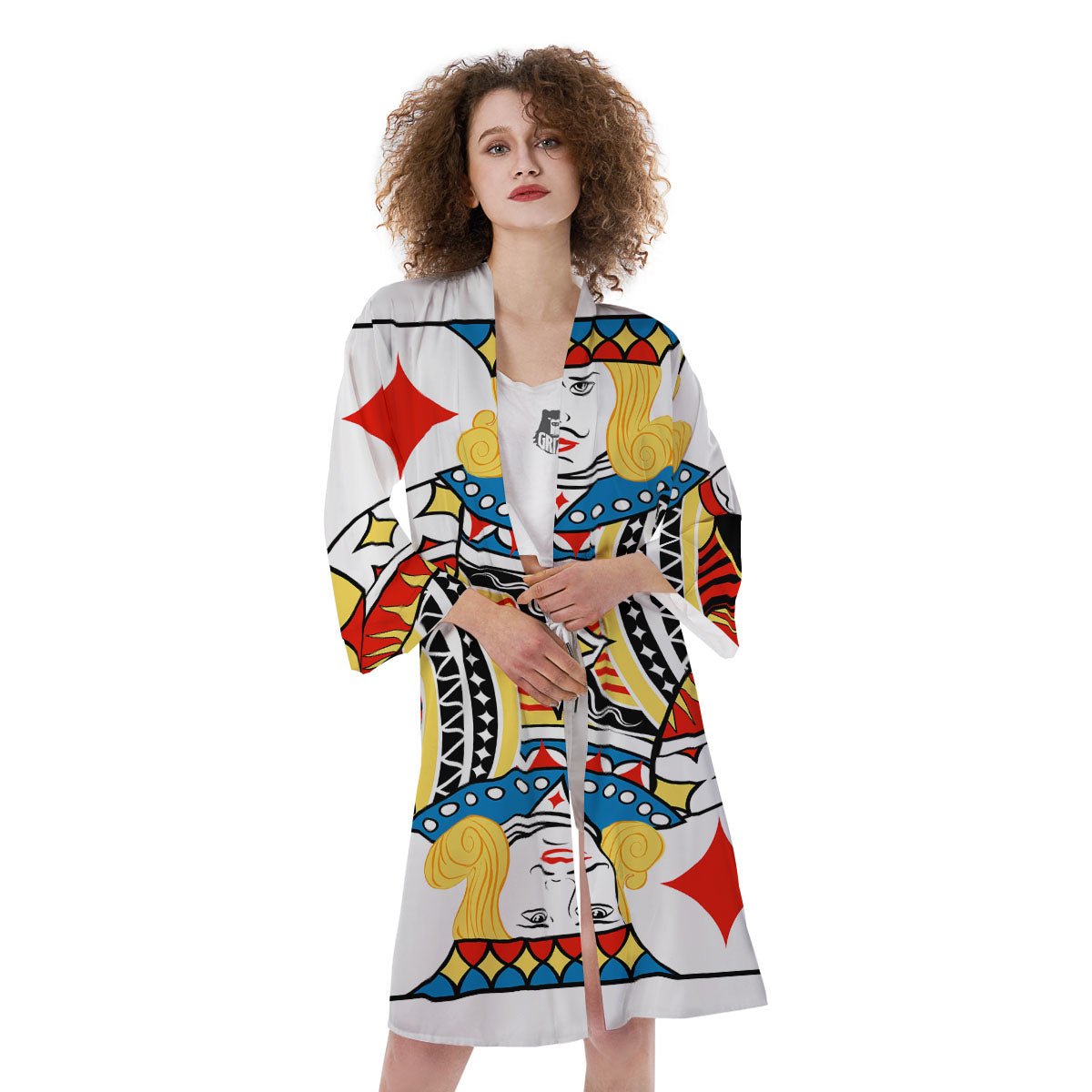 Playing Card Jack Of Diamonds Print Kimono-grizzshop