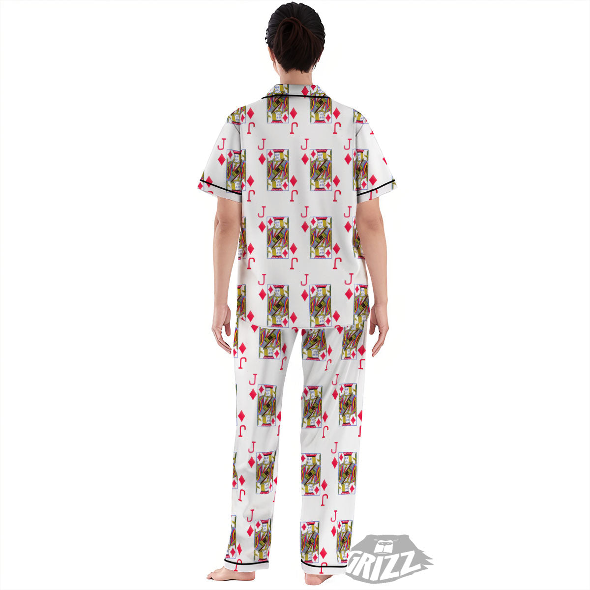 Playing Card Jack Of Diamonds Print Pattern Women's Pajamas Set-grizzshop