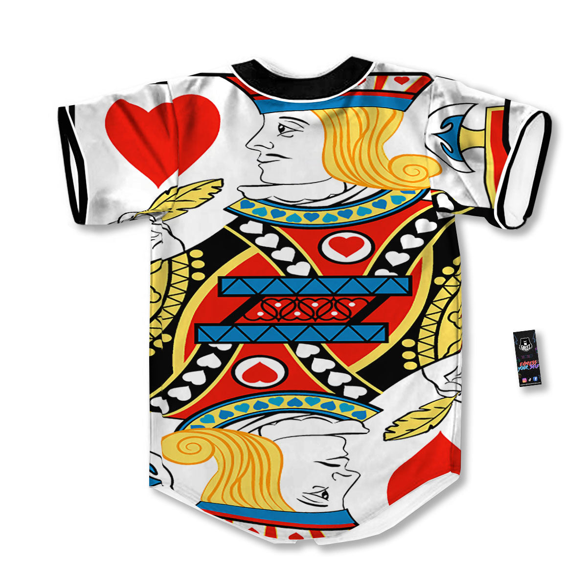 Playing Card Jack Of Hearts Print Baseball Jersey-grizzshop