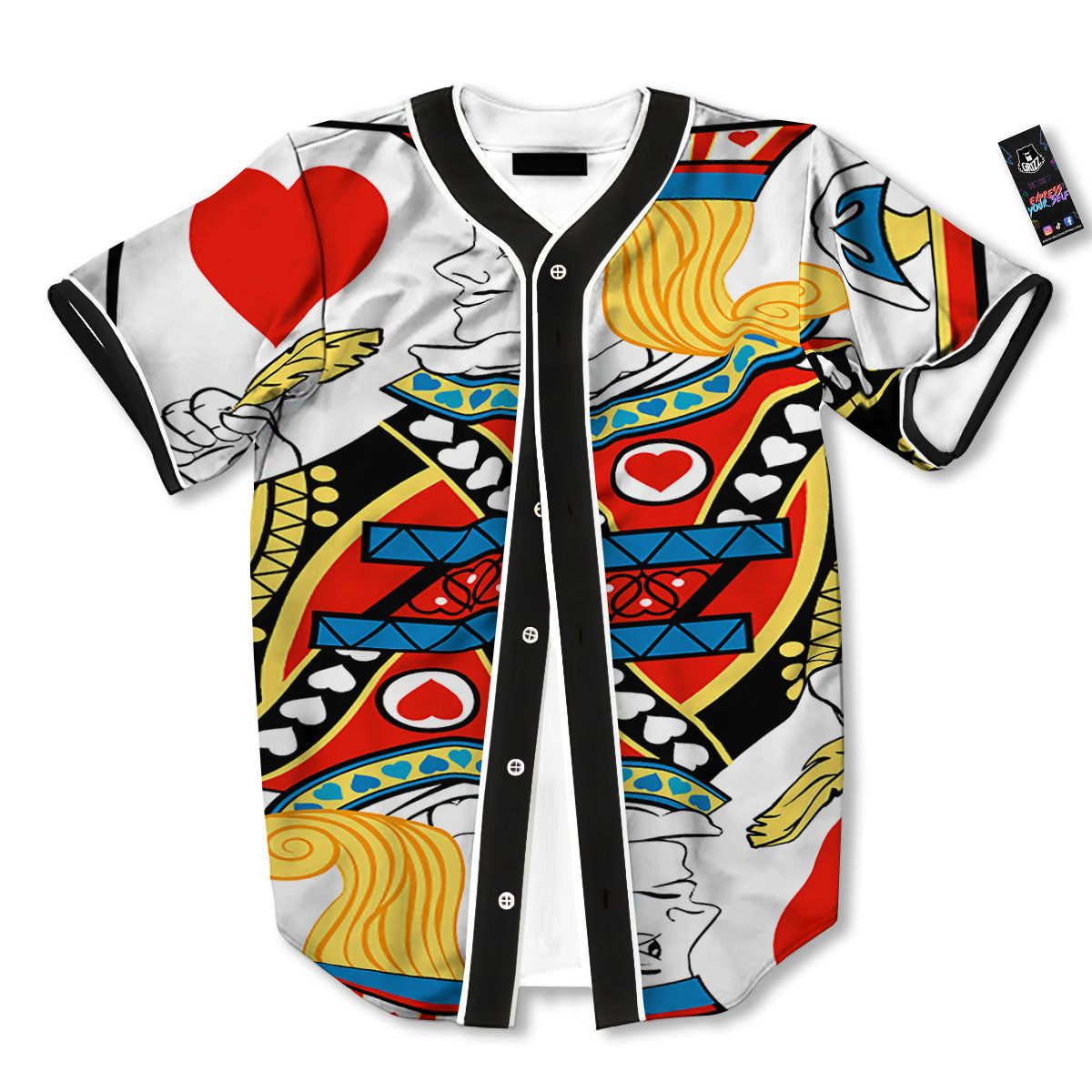 Playing Card Jack Of Hearts Print Baseball Jersey-grizzshop