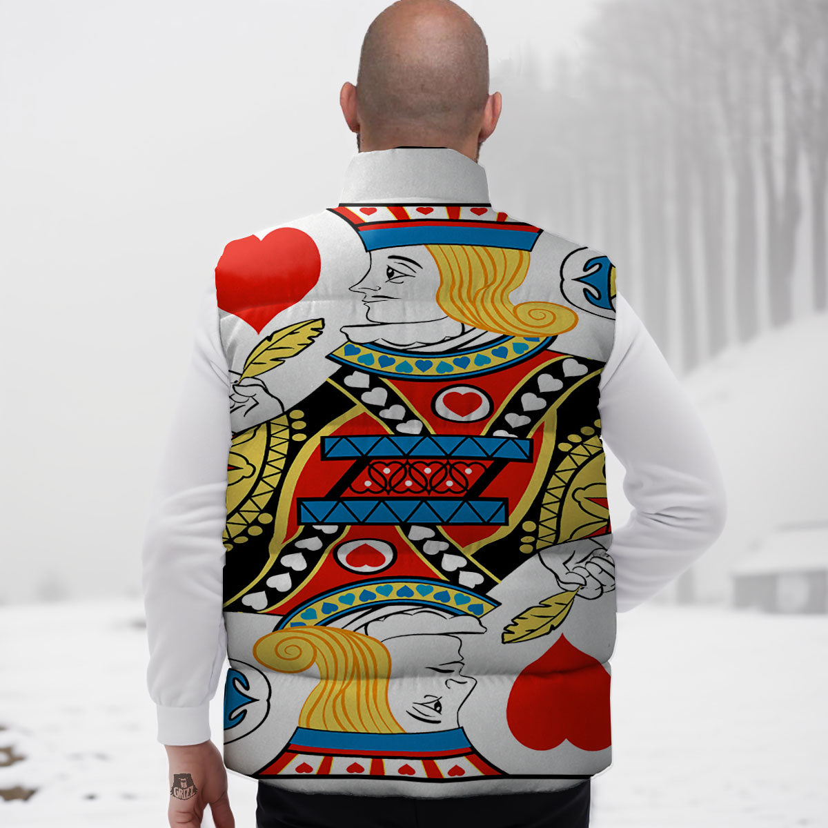 Playing Card Jack Of Hearts Print Down Vest