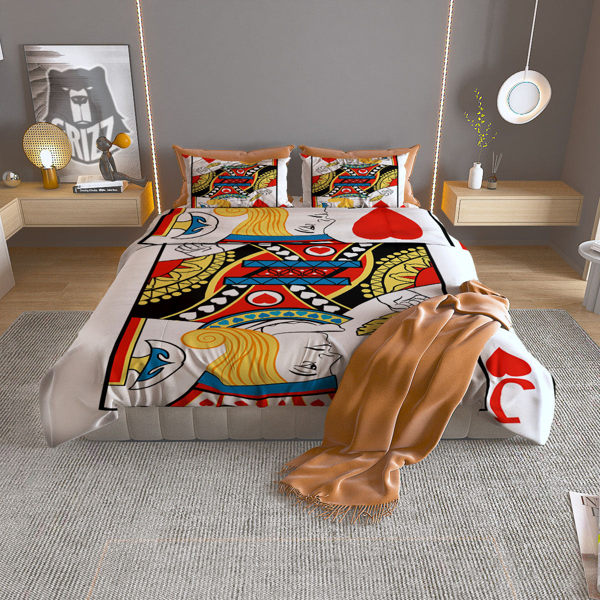 Playing Card Jack Of Hearts Print Duvet Cover Bedding Set