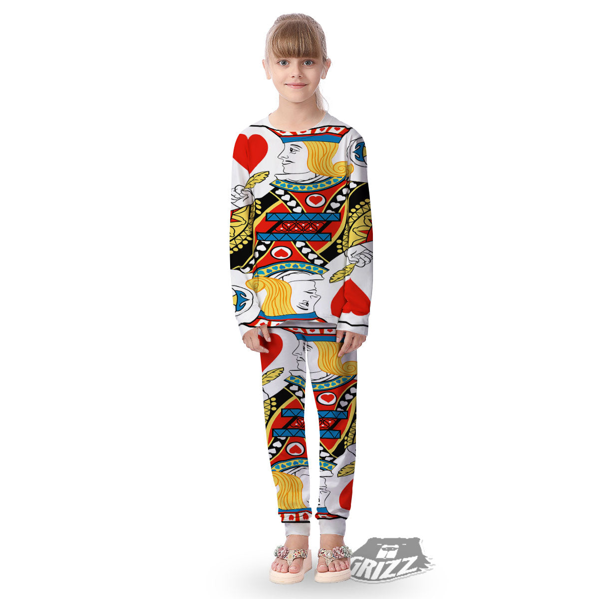 Playing Card Jack Of Hearts Print Kid's Pajamas-grizzshop
