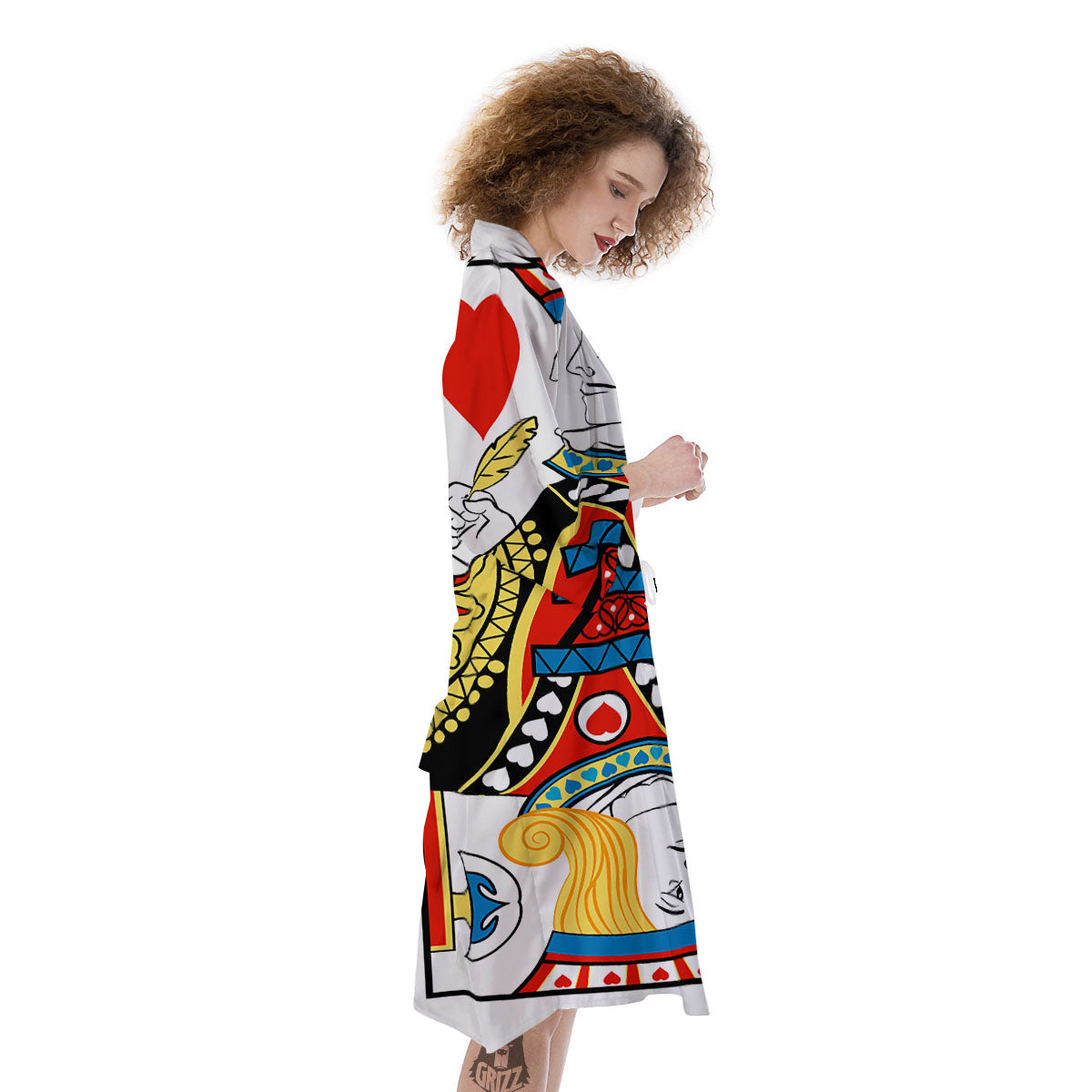 Playing Card Jack Of Hearts Print Kimono-grizzshop