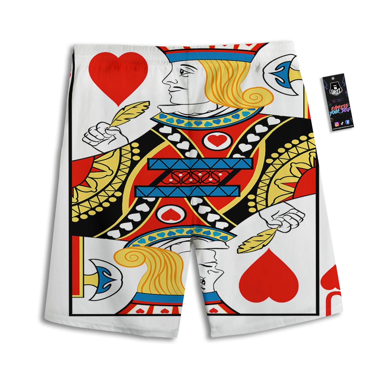 Playing Card Jack Of Hearts Print Men's Athletic Shorts
