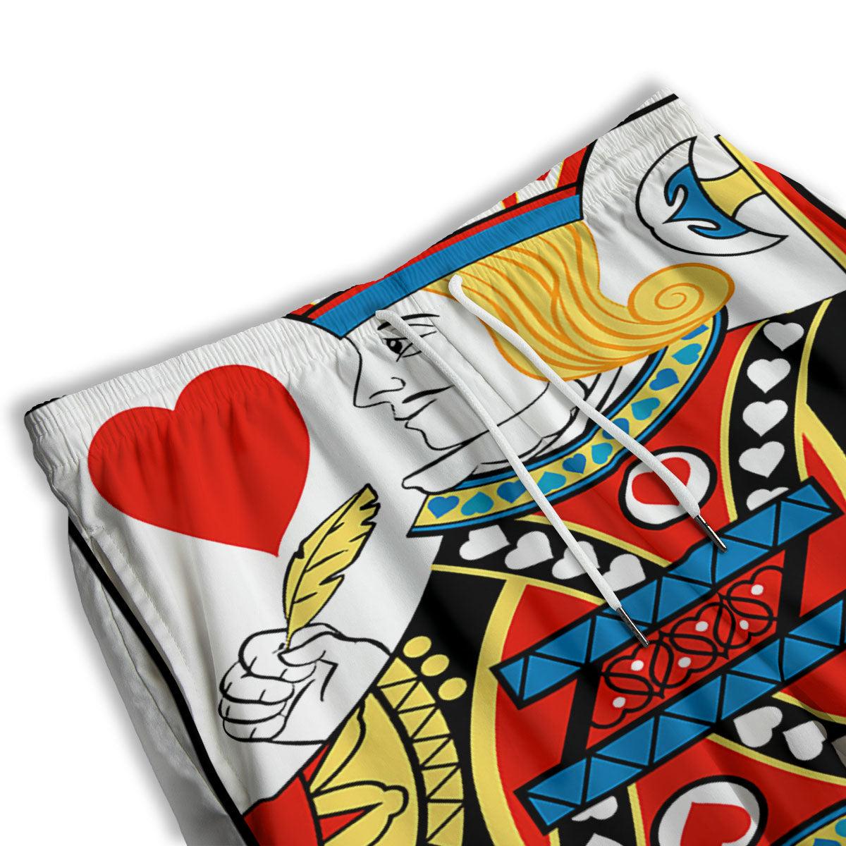 Playing Card Jack Of Hearts Print Men's Athletic Shorts
