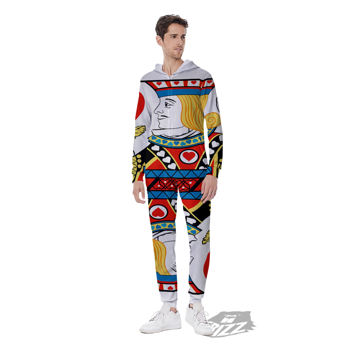 Playing Card Jack Of Hearts Print Men's Jumpsuit-grizzshop