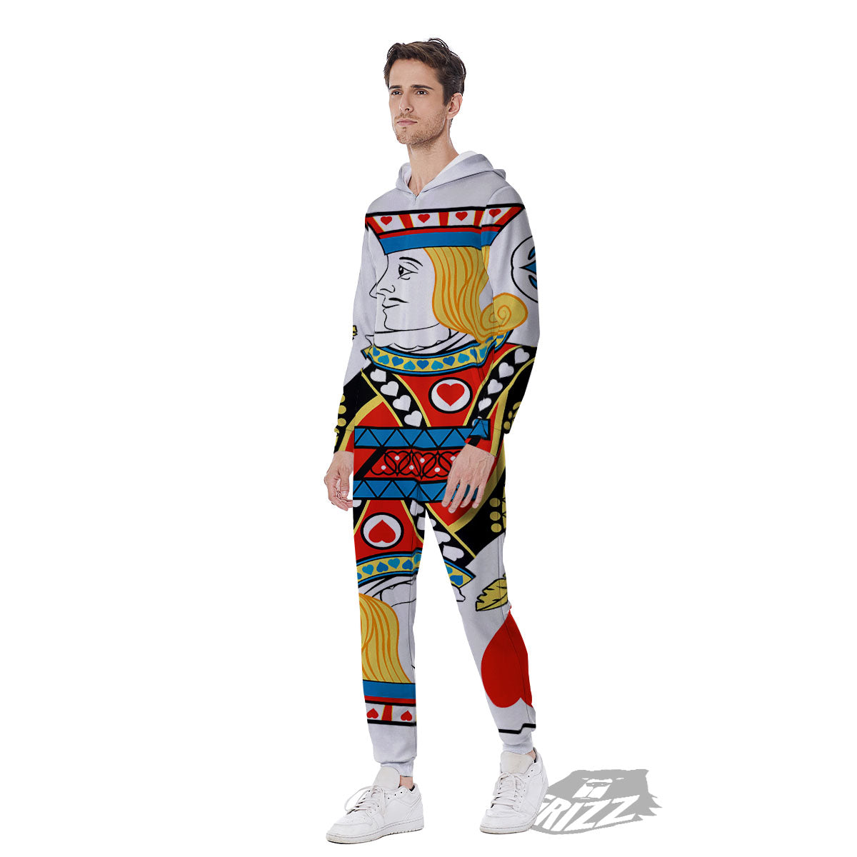 Playing Card Jack Of Hearts Print Men's Jumpsuit-grizzshop