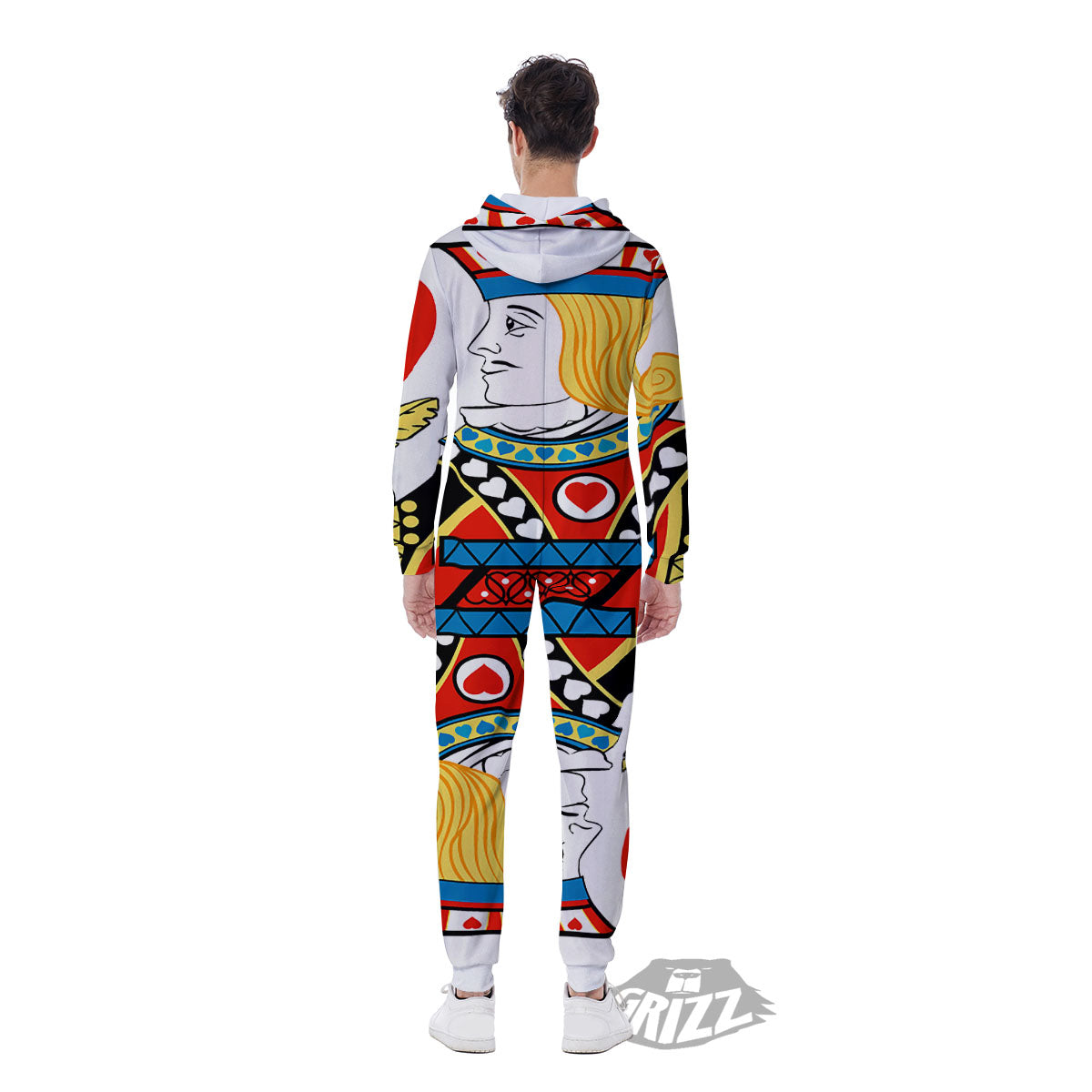Playing Card Jack Of Hearts Print Men's Jumpsuit-grizzshop