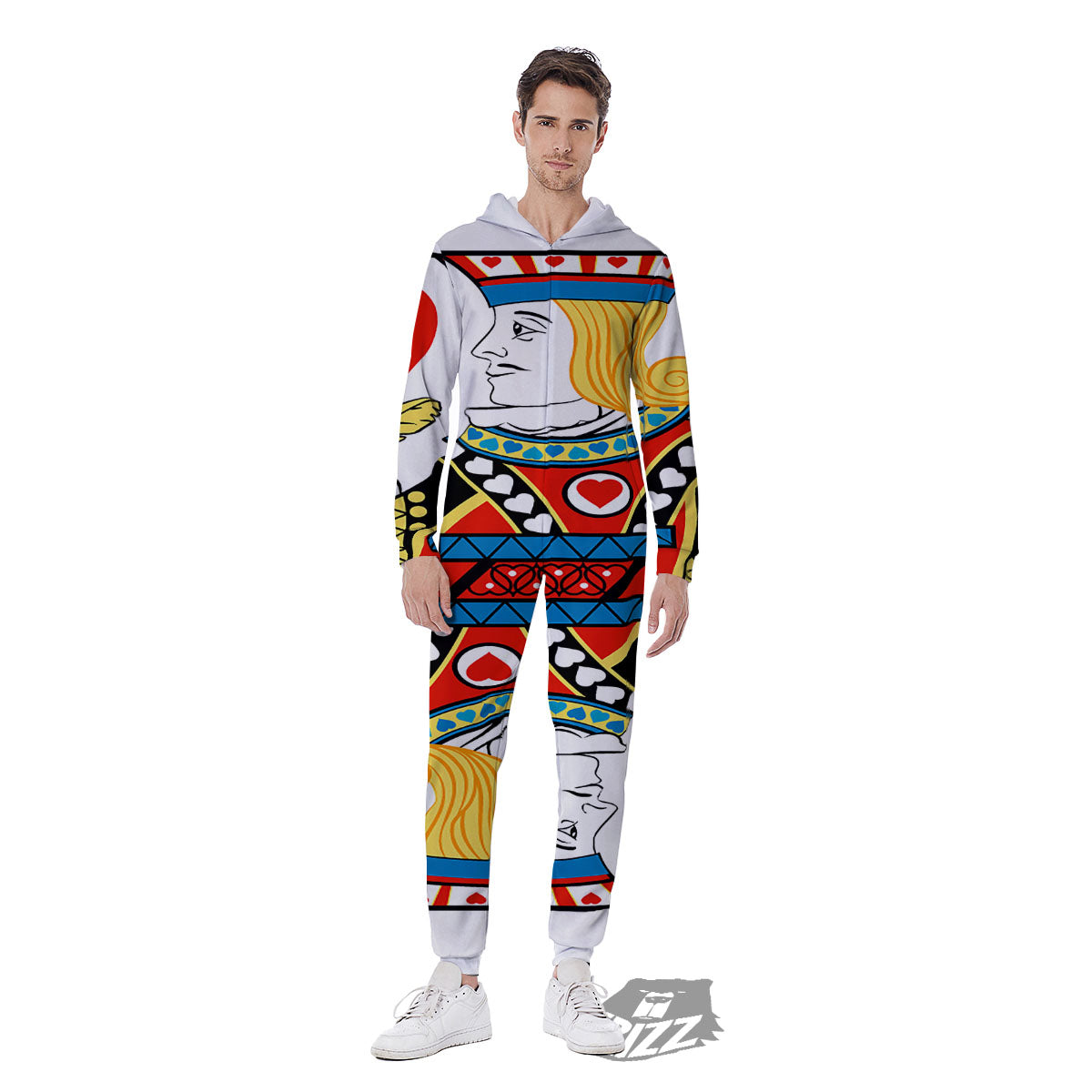 Playing Card Jack Of Hearts Print Men's Jumpsuit-grizzshop