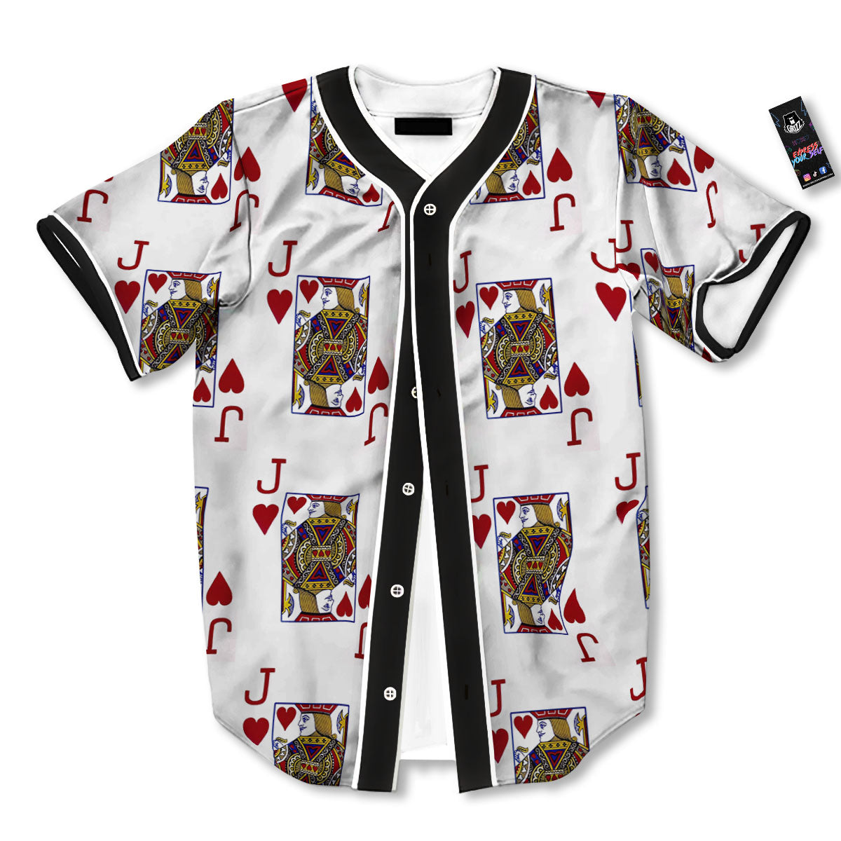 Playing Card Jack Of Hearts Print Pattern Baseball Jersey-grizzshop