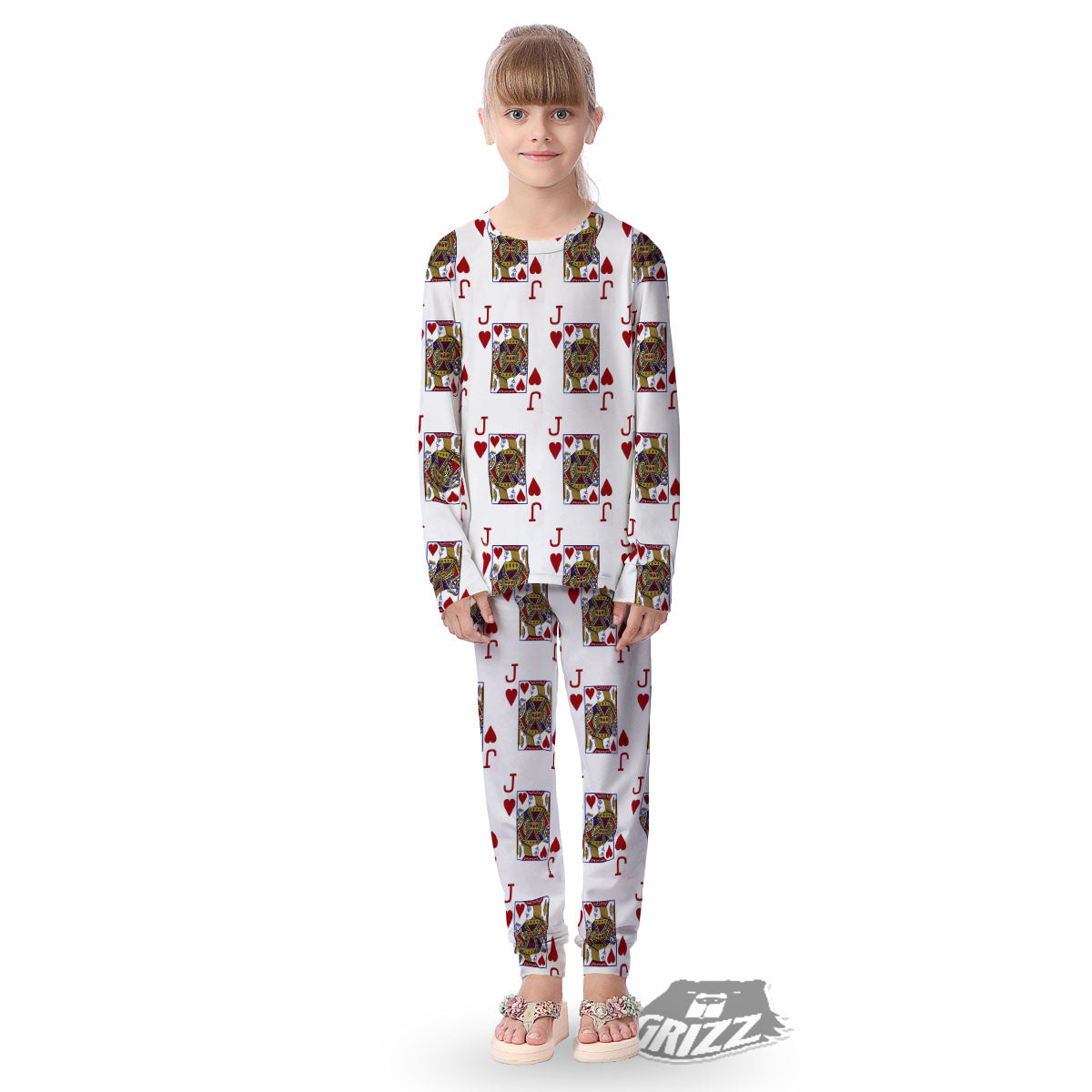 Playing Card Jack Of Hearts Print Pattern Kid's Pajamas-grizzshop