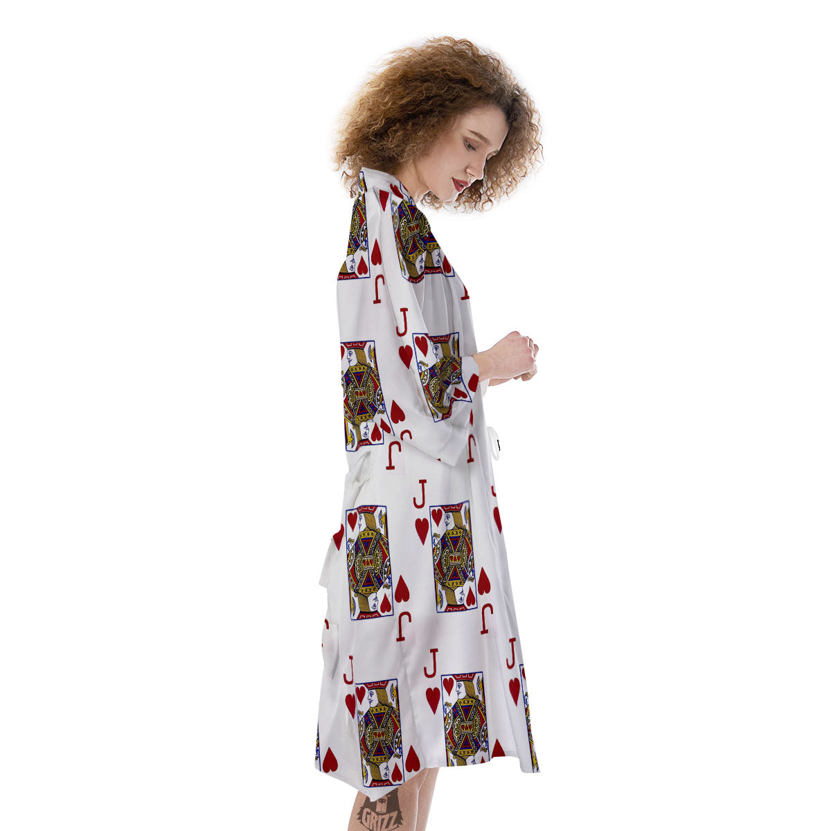 Playing Card Jack Of Hearts Print Pattern Kimono-grizzshop