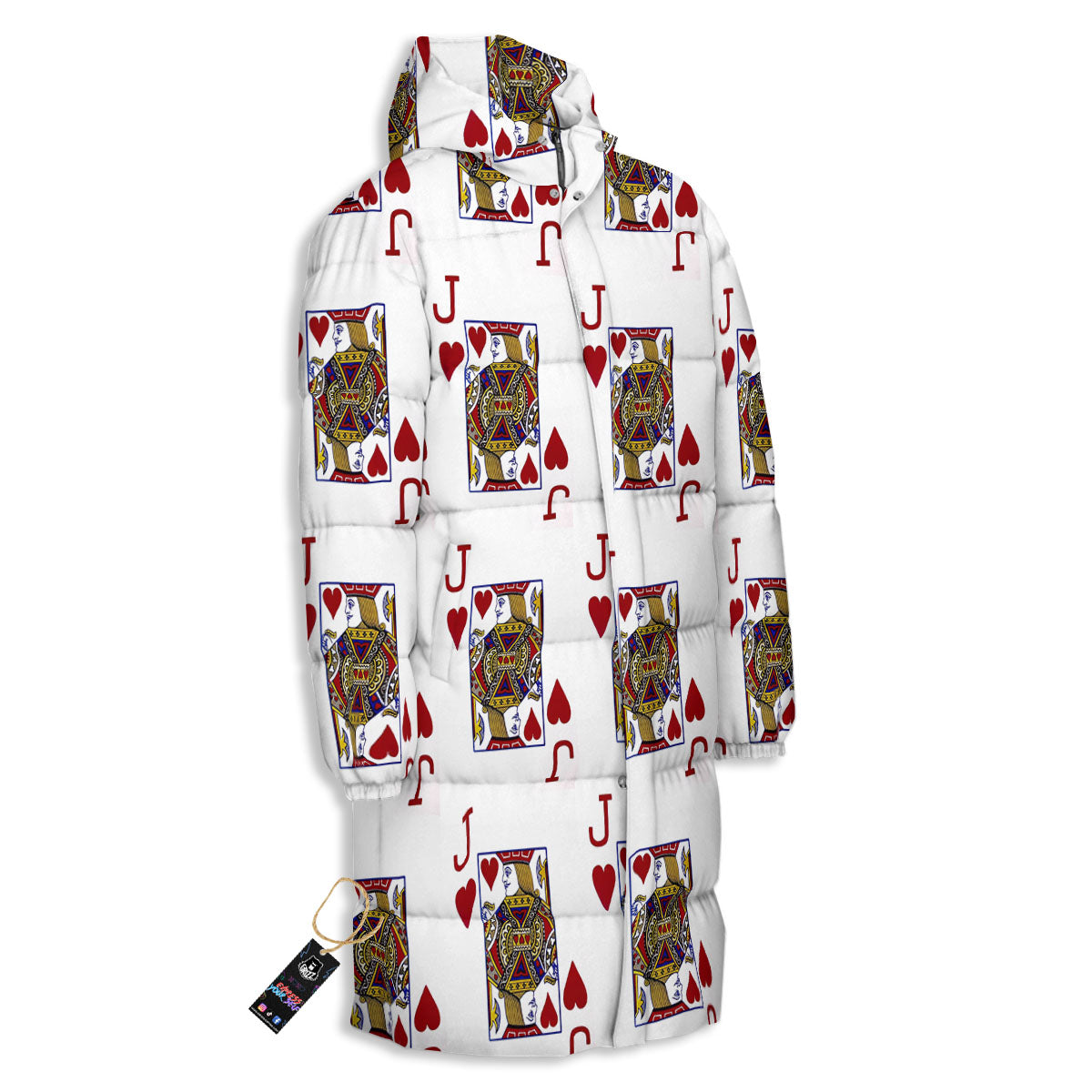 Playing Card Jack Of Hearts Print Pattern Long Down Jacket-grizzshop