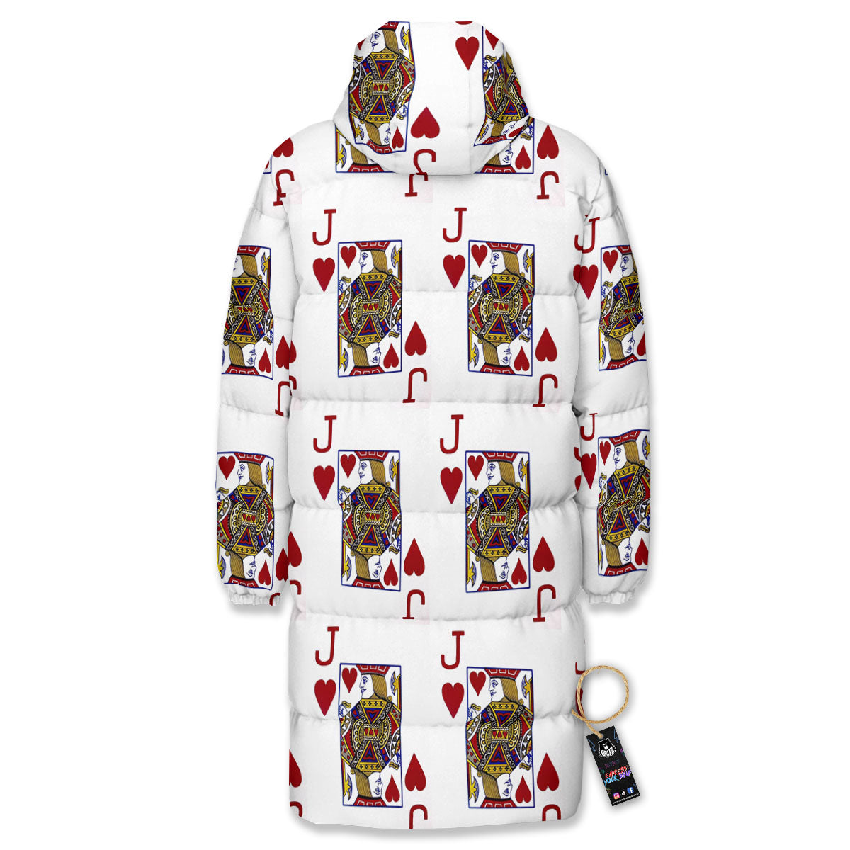 Playing Card Jack Of Hearts Print Pattern Long Down Jacket-grizzshop