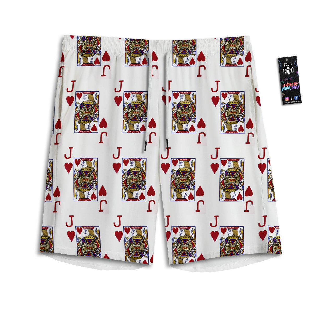 Playing Card Jack Of Hearts Print Pattern Men's Athletic Shorts