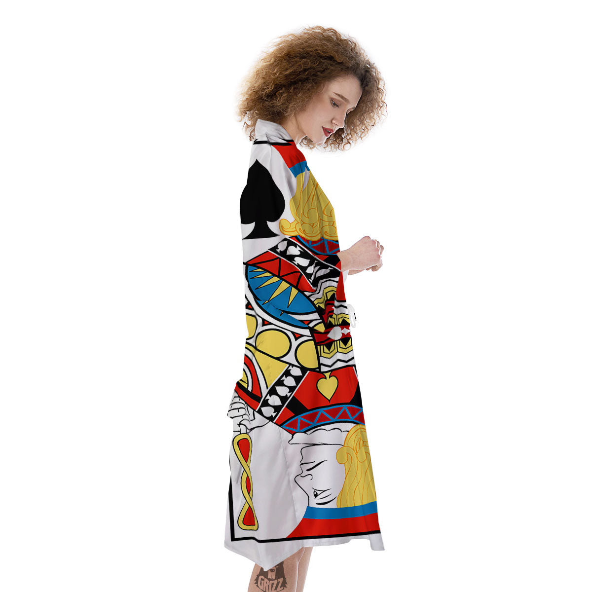Playing Card Jack Of Spades Print Kimono-grizzshop