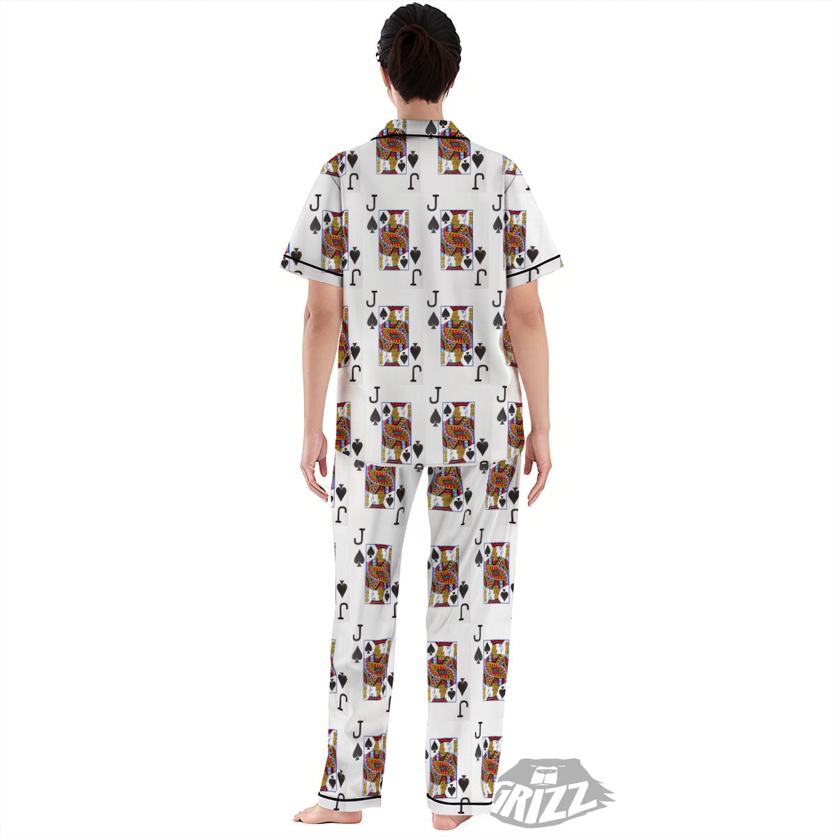 Playing Card Jack Of Spades Print Pattern Women's Pajamas Set-grizzshop