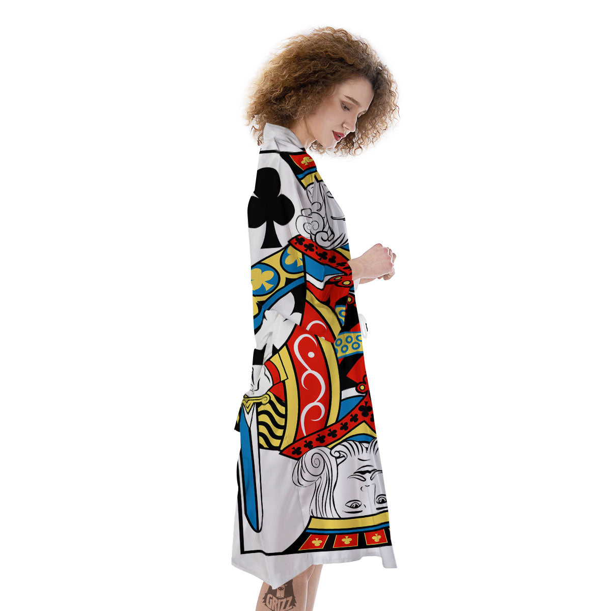 Playing Card King Of Clubs Print Kimono-grizzshop