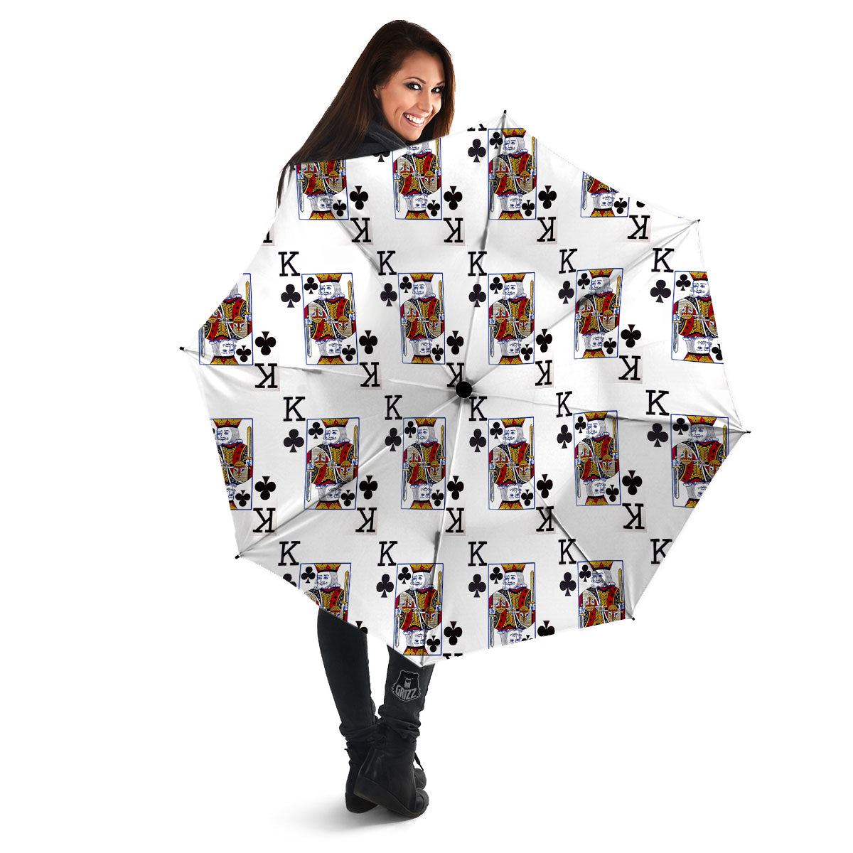 Playing Card King Of Clubs Print Pattern Umbrella-grizzshop