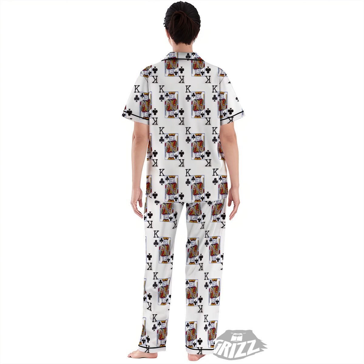 Playing Card King Of Clubs Print Pattern Women's Pajamas Set-grizzshop