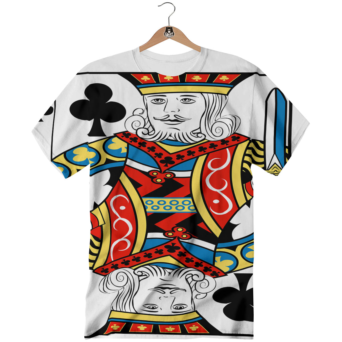 Playing Card King Of Clubs Print T-Shirt-grizzshop