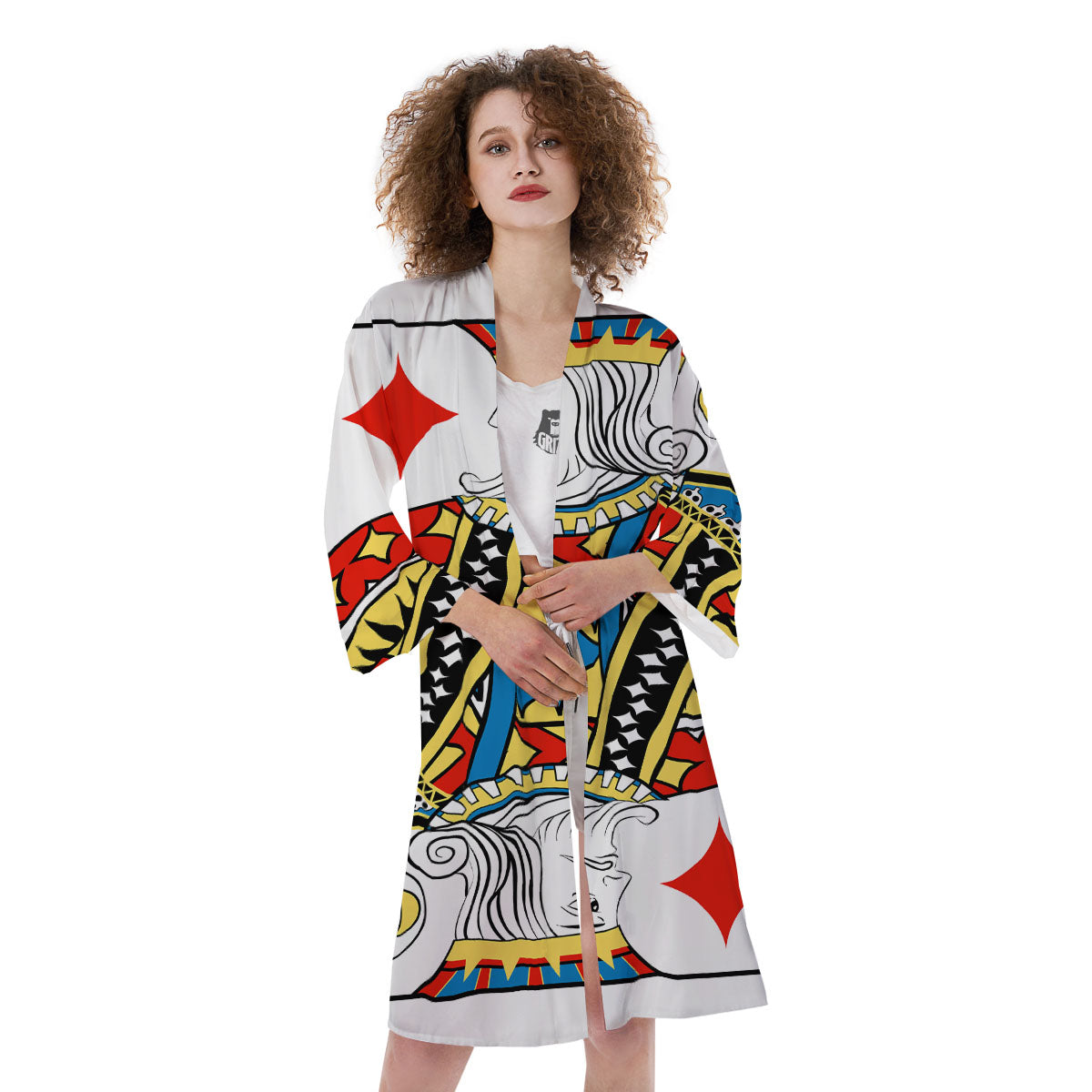 Playing Card King Of Diamonds Print Kimono-grizzshop