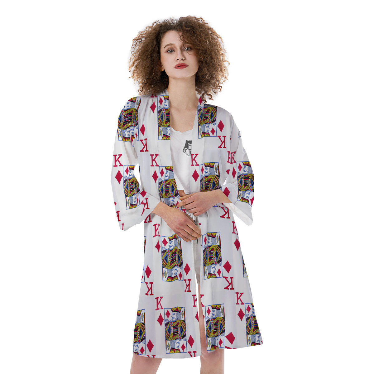 Playing Card King Of Diamonds Print Pattern Kimono-grizzshop