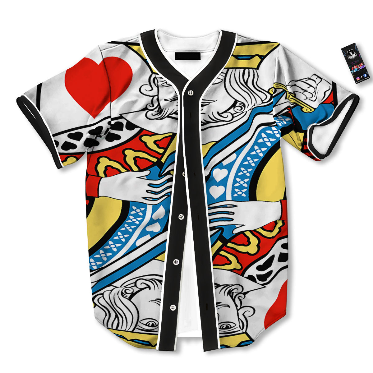 Playing Card King Of Hearts Print Baseball Jersey-grizzshop